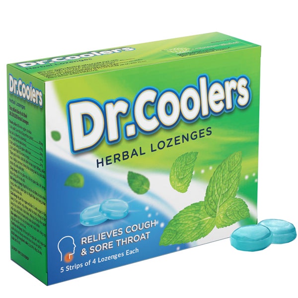 Dr.Coolers Herbal Lozenges- Hỗ trợ giảm đau rát họng, khản tiếng do ho kéo dài, hỗ trợ giảm ho.