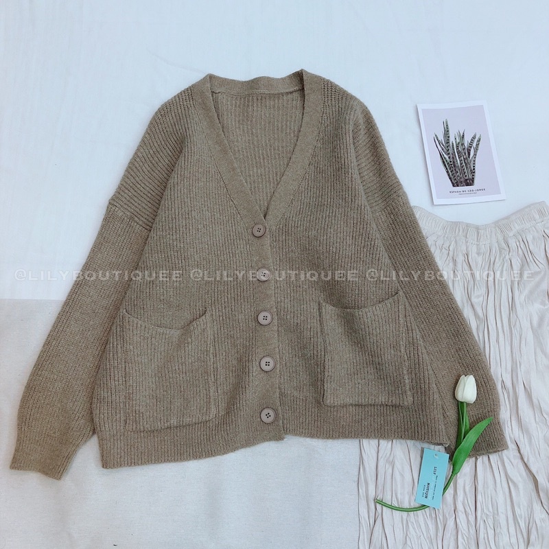 Cardigan 2 túi oversize