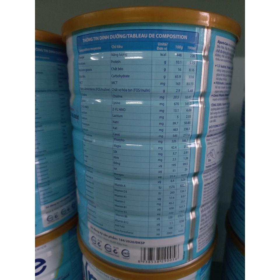 Sữa bột Alponte Gain 800g tăng cân tốt, thể chất khỏe mạnh