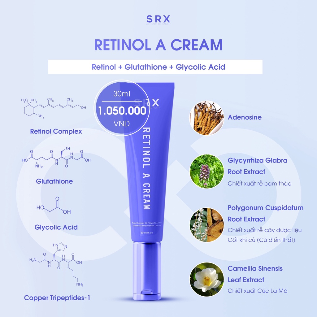 SRX Retinol A Cream - Kem Dưỡng Retinol Complex Trẻ Hóa, Tăng Cường Sau Peel Retinol 30ml.