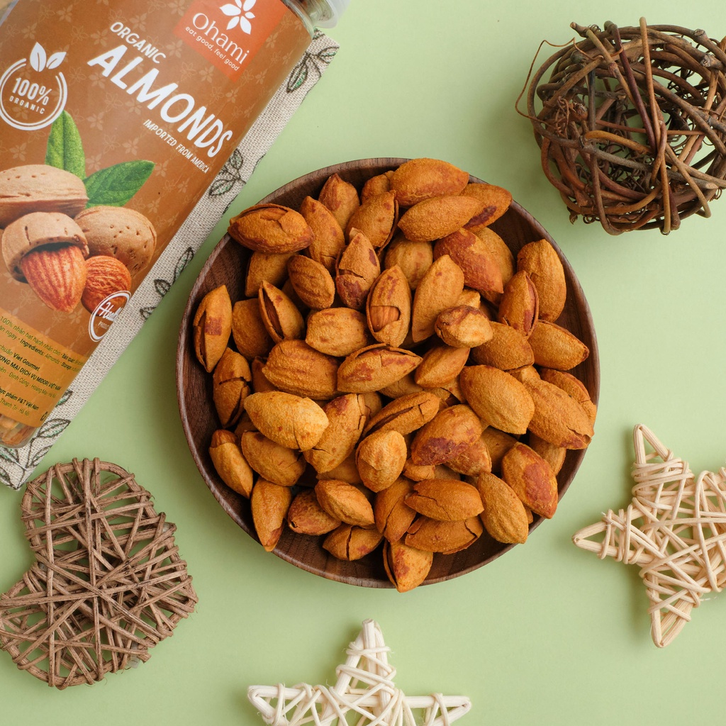 Hạt hạnh nhân rang bơ Vietgourmet nhập khẩu mỹ, hạt dinh dưỡng mẹ bầu, đồ ăn vặt healthy, detox, giảm cân