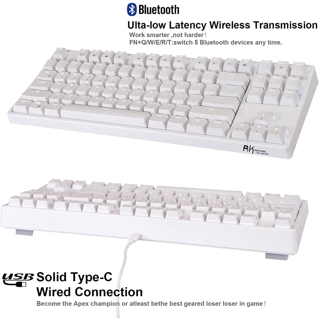 HOTSWAP RK987 - Bàn phím cơ Royal Kludge RK987 TKL 87 phím kết nối 3 chế độ Bluetooth 5.0 - Wireless 2.4G - Cáp Type C