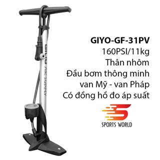 Bơm xe đạp, xe gắn máy 160PSI/11KG GIYO GF-31 thân nhôm