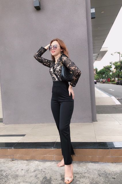 Jum phối ren quần ống suông xinh xắn
