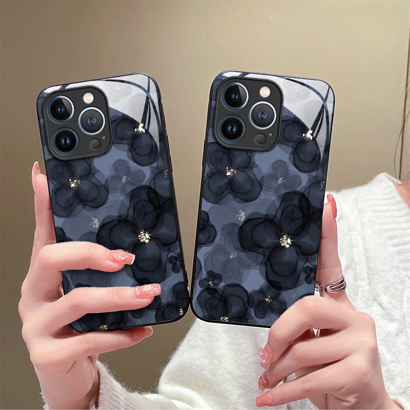 Ốp Điện Thoại Mặt Kính Hình Khối Rubik In Hoa Cho iPhone 14 13 12 11 Pro Max X XS XR 8 7 6 Plus