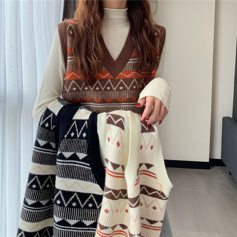 Áo Sweater Không Tay Cổ Chữ V Thời Trang Thu Đông 2020 Cho Nữ