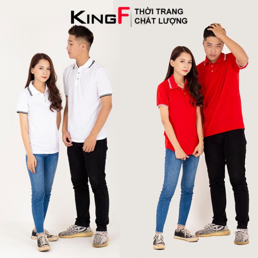 Áo POLO phông thun cổ bẻ KINGF unisex nam nữ chất liệu cotton thoáng mát - Đôi cặp lớp nhóm đồng phục ་