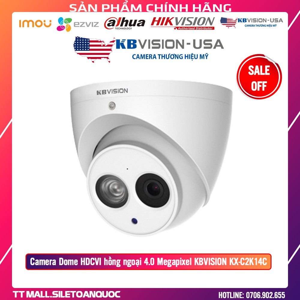 Camera Dome HDCVI hồng ngoại 4.0 Megapixel KBVISION KX-C2K14C