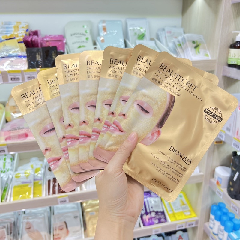 Mặt nạ thủy tinh Bioaqua - Thạch collagen Beautecret dưỡng ẩm sáng da