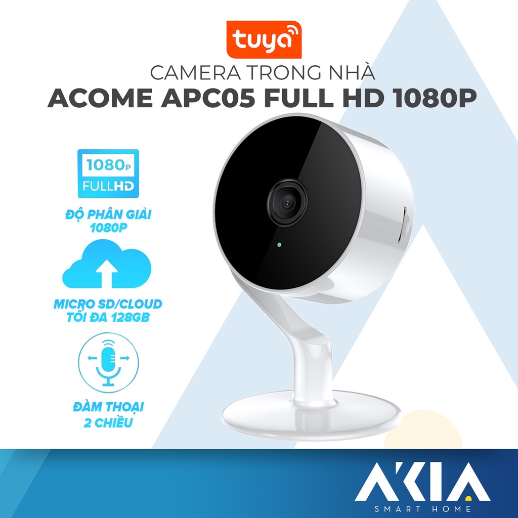 Camera wifi trong nhà ACOME APC05 độ phân giải full hd 1080p, tương thích tuya smart life, hàng chính hãng BH 12 tháng