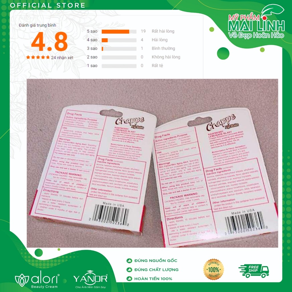 [Bán Đợt Cuối - Son Mỹ - Deal 0 Đồng] Son Dưỡng Môi, Son Dưỡng Không Màu Chống Khô Môi LIP BALM CHAPPE SPF15 Chính Hãng | BigBuy360 - bigbuy360.vn