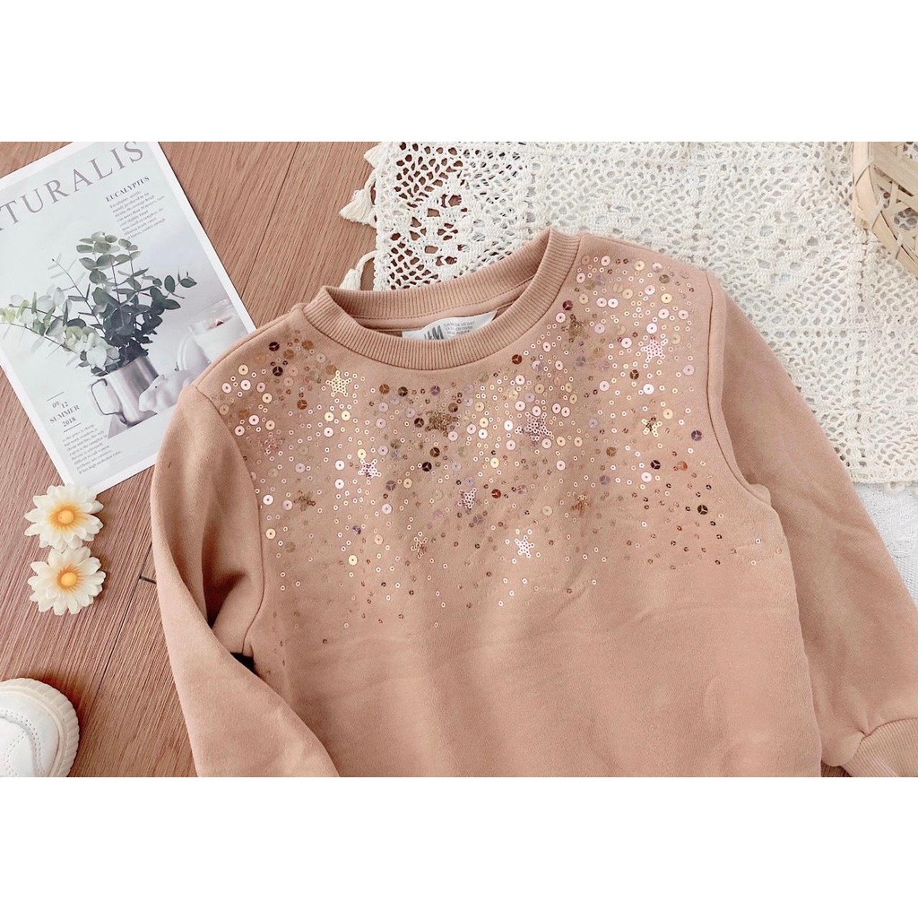 Áo nỉ bông sequin nâu H&M