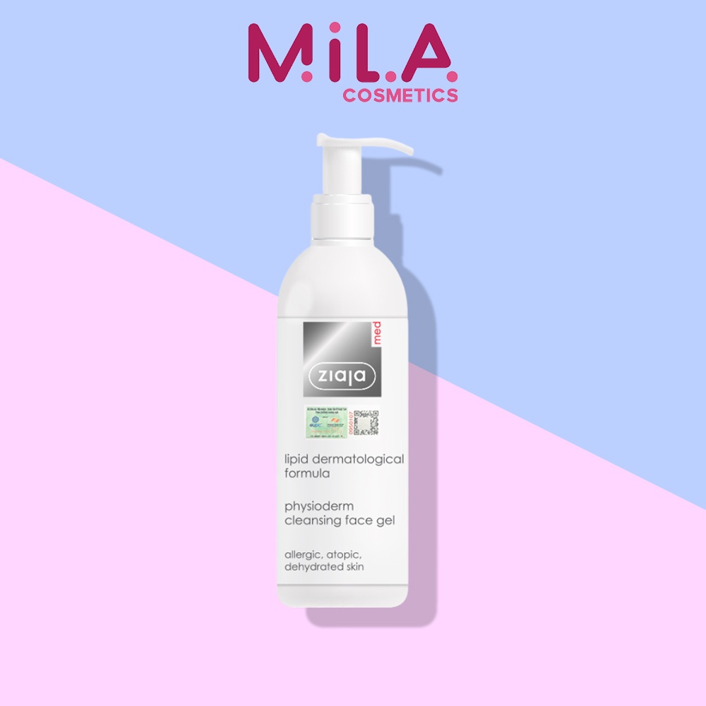 Gel Lau/Rửa Da Sinh Lý Ziaja Med Lipid Dermatological Formula Physioderm Cleansing Face Gel 200Ml
