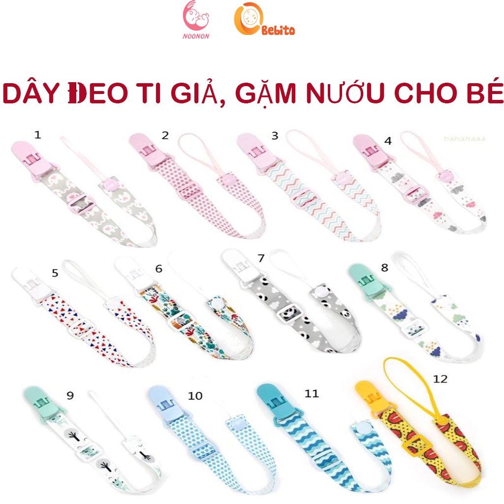 Dây đeo kẹp cố định ti giả, gặm nướu cho bé họa tiết hoạt hình đáng yêu - ảnh sản phẩm 1