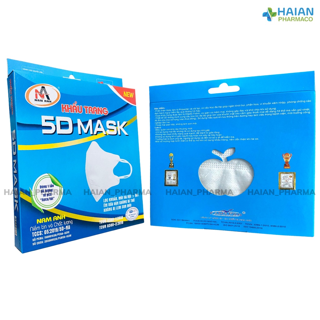 Hộp 10 cái Khẩu trang 5D Mask FAMAPRO quai thun