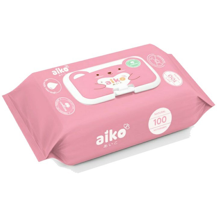 Giấy ướt Aiko 100 tờ - khăn ướt không màu,không mùi,không chất bảo quản