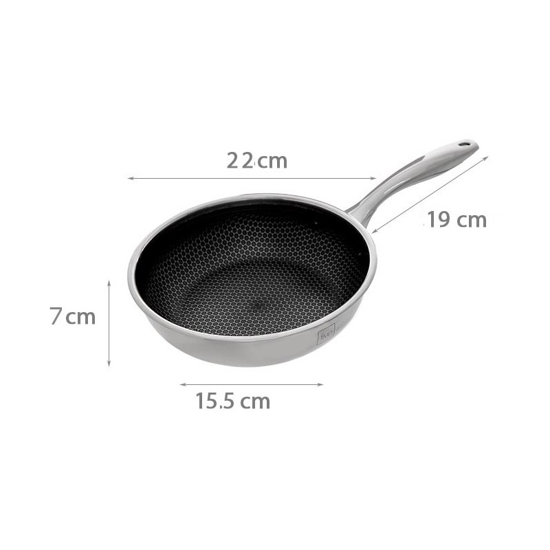 Chảo chống dính sâu lòng 3 lớp inox 304 Fivestar Blackcube 22cm Đáy Liền hang chính hãng bảo hành 25 năm