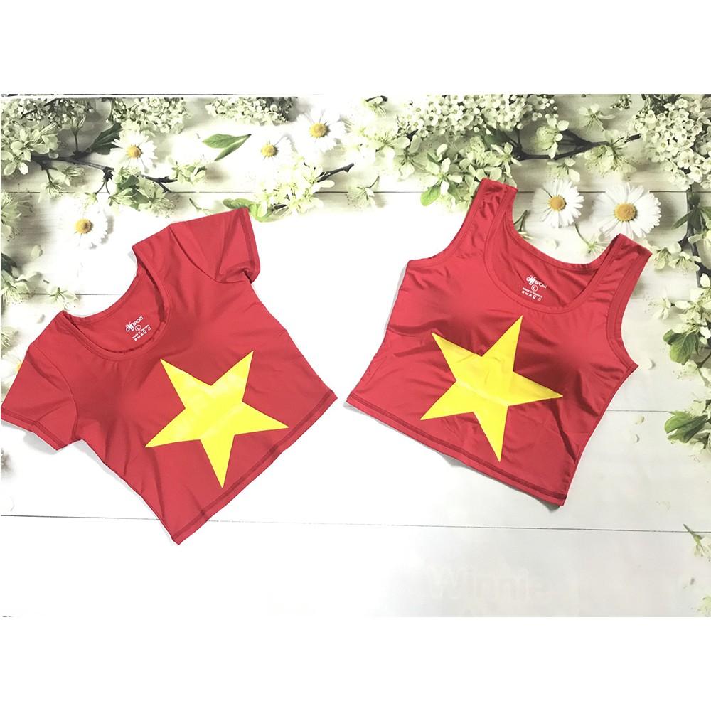 Áo Croptop Cờ Đỏ Sao Vàng (Đồ Tập Gym - Yoga - Aerobic)