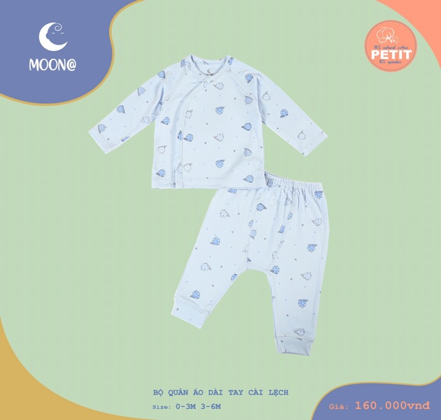 Bộ Cài Chéo Sơ Sinh Moon Vải Petit Siêu Mềm Mịn