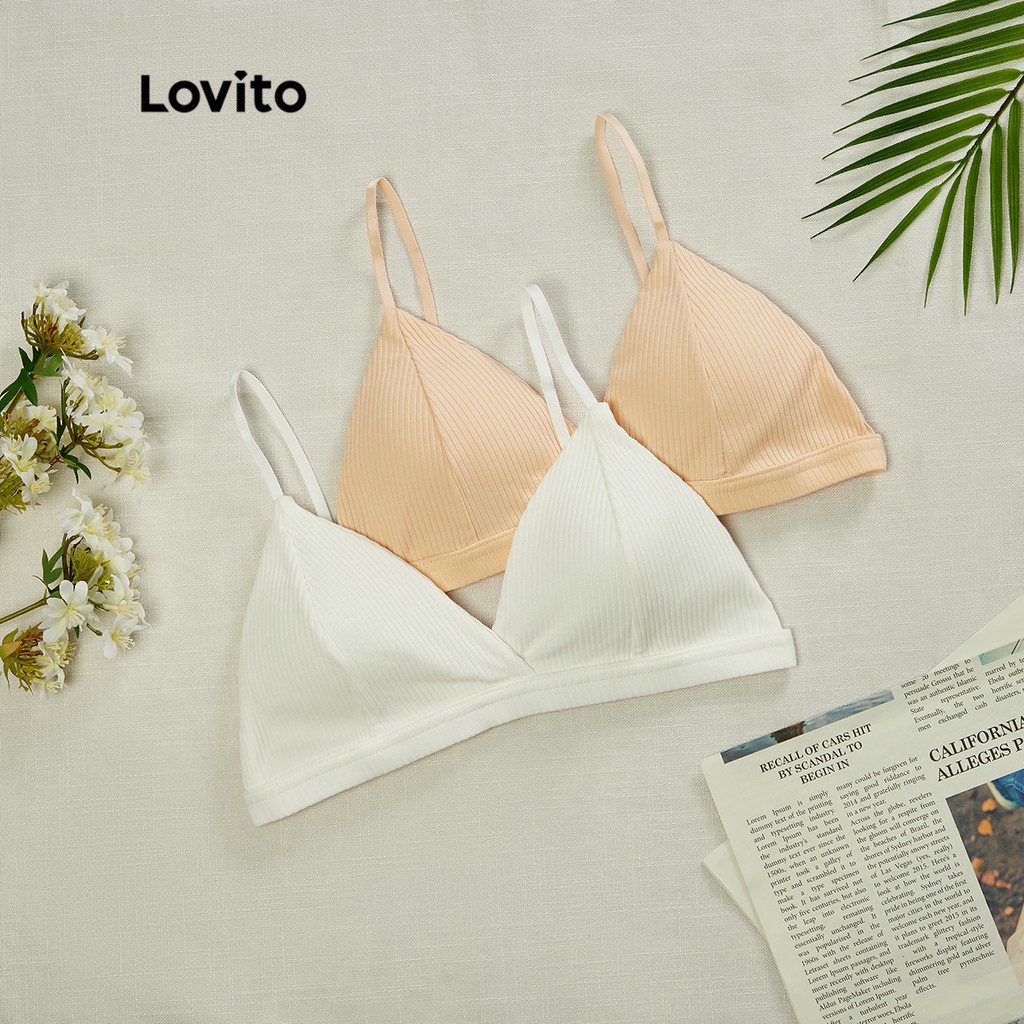 Áo ngực Lovito dáng ôm màu trơn cơ bản phong cách thường ngày L13X106 (Màu da/ màu trắng)