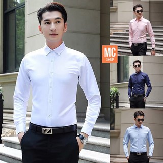 Áo sơ mi nam trắng dài tay Hàn Quốc form body