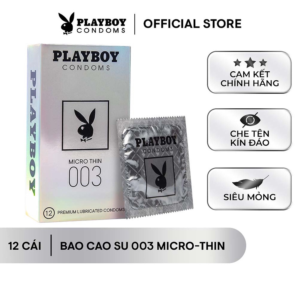 Bao cao su Playboy 003 MICRO-THIN 12 bao - Siêu Mỏng