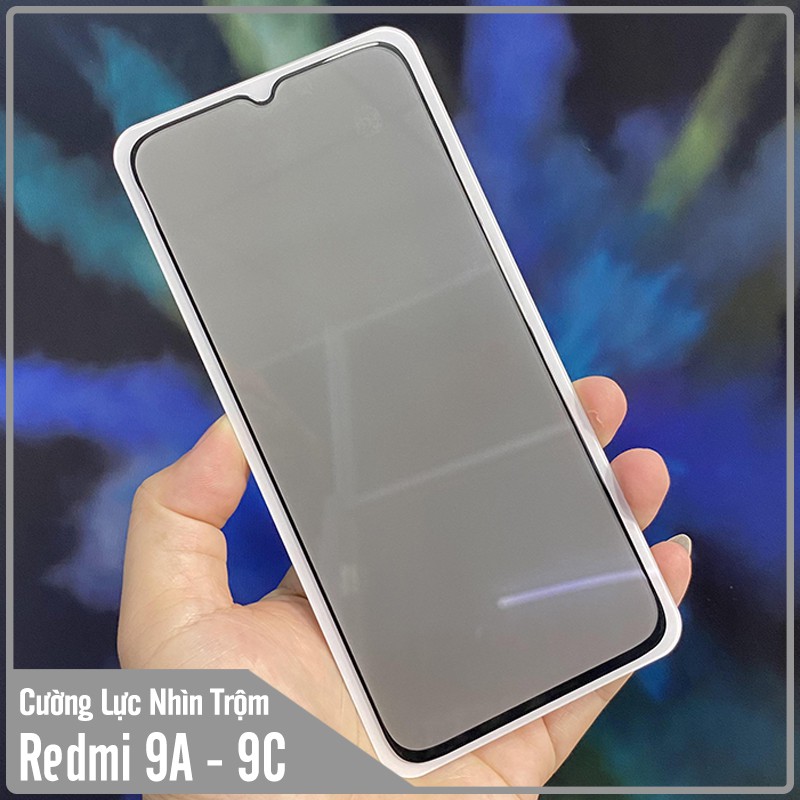 Kính cường lực cho Xiaomi Redmi 9A - 9C chống nhìn trộm full viền đen