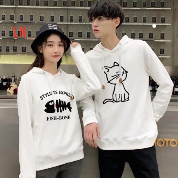 CHUYÊN SỈ Áo đôi hodie mèo cá L&N MTK