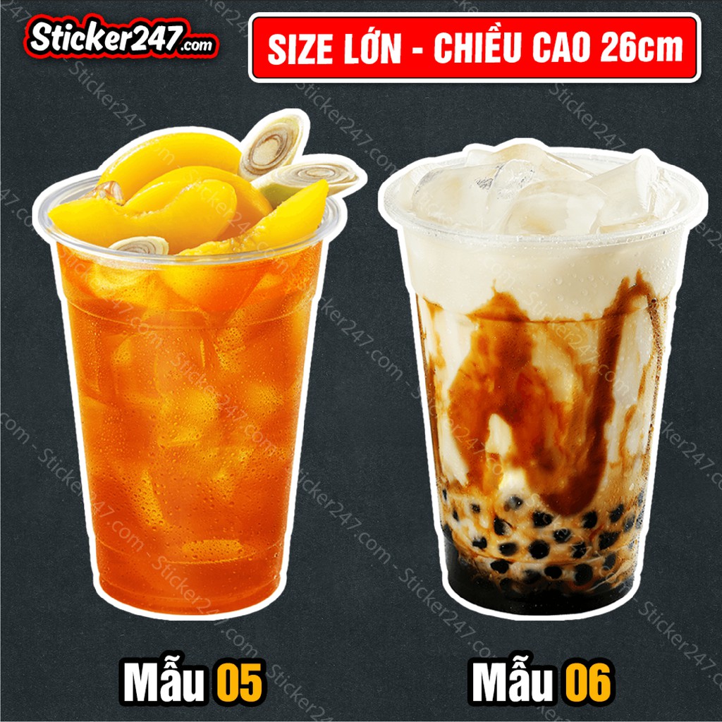 Sticker Trà Sữa Khổ Lớn Hình Siêu Thực [Mẫu mới] 𝑭𝒓𝒆𝒆𝒔𝒉𝒊𝒑 trang trí decor quán cà phê, trà sữa, dán tường, kính