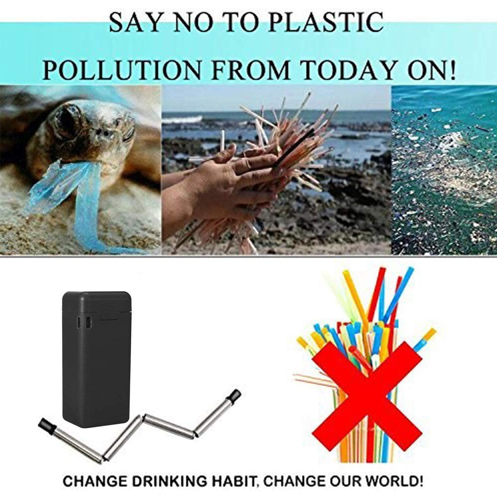 Ống hút gấp gọn bảo vệ môi trường Final Straw ống gấp gọn từ kim loại và cao su bảo vệ môi trường Chammart