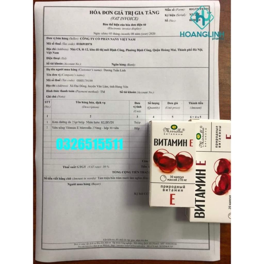 [ Chuẩn AUT] Vitamin E Đỏ Mirrolla 270mg lọ 30 viên | BigBuy360 - bigbuy360.vn