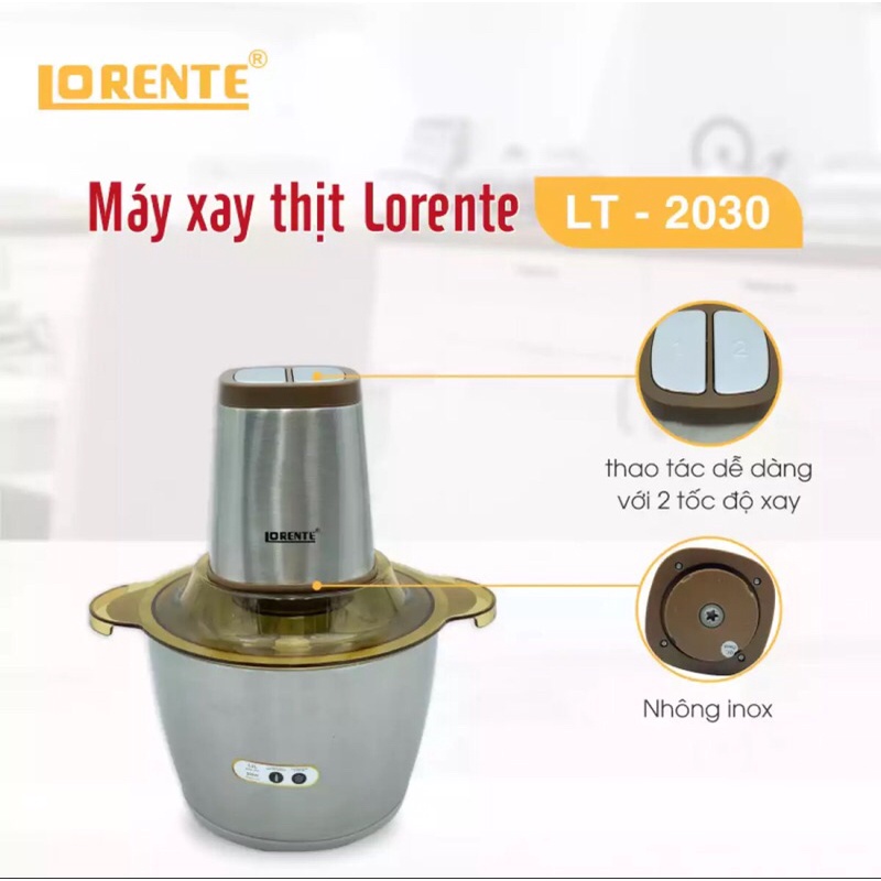 MÁY XAY THỊT LORENTE LT2600S- 1.8 lit + LT2030- 3lit- INOX 304- HÀNG CHÍNH HÃNG