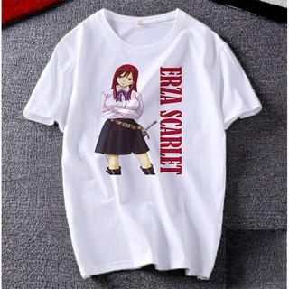Áo thun Cotton Unisex - Nhân vật Erza Scarlet - Fairy Tail - Chibi - Erza Scarlet lạnh lùng