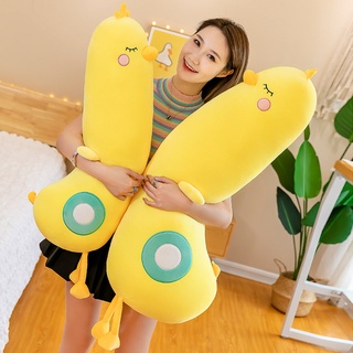 Gối ôm nhồi bông dáng dài hình gà con màu vàng dễ thương ac7h