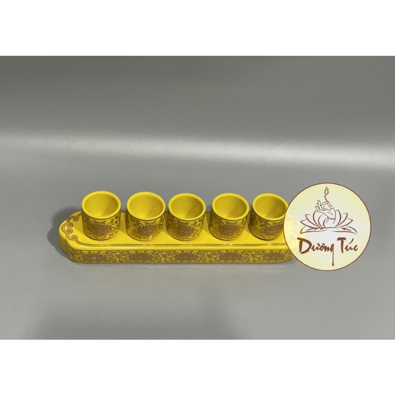 Án Năm Ly Nước Thờ Cúng Bằng Sứ nhiều màu