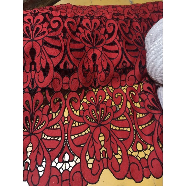 Vải ren sợi army hàng loại 1 3màu: đỏ, kem, trắng