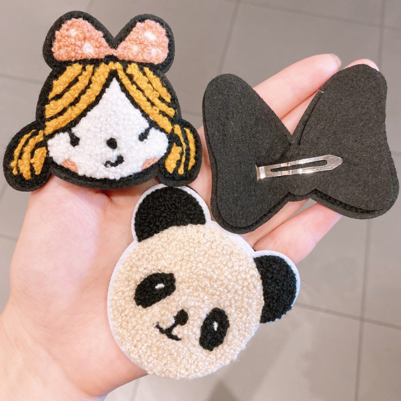 Kẹp tóc vải len kiểu dáng hoạt hình Hàn Quốc đáng yêu cho bé