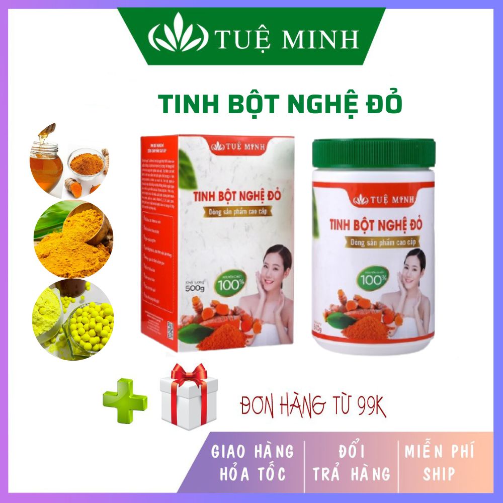 Tinh bột nghệ đỏ nguyên chất Tuệ Minh hộp 500gr giúp làm đẹp tự nhiên,tốt cho hệ tiêu hóa,giảm cân an toàn hiệu quả