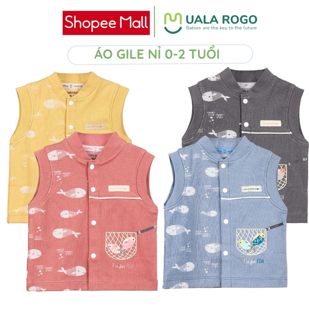 Áo GILE cho bé Uala rogo bé trai bé gái 0-2 tuổi cotton nỉ giữ ấm mềm nhẹ gọn gàng cúc bấm giữa quần áo trẻ em 3931
