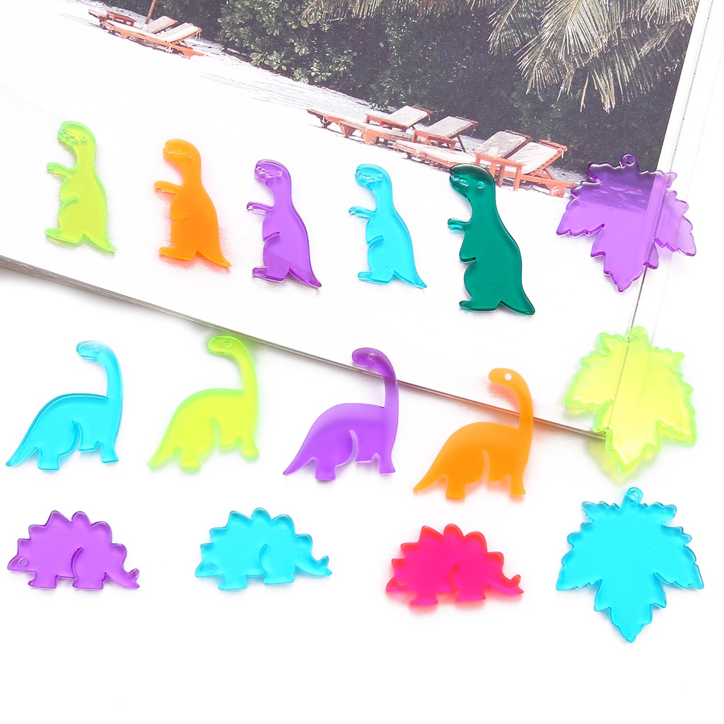 BEADIA Phụ Kiện Bông Tai Acrylic Hình Khủng Long/Lá Bằng Nhựa Acrylic