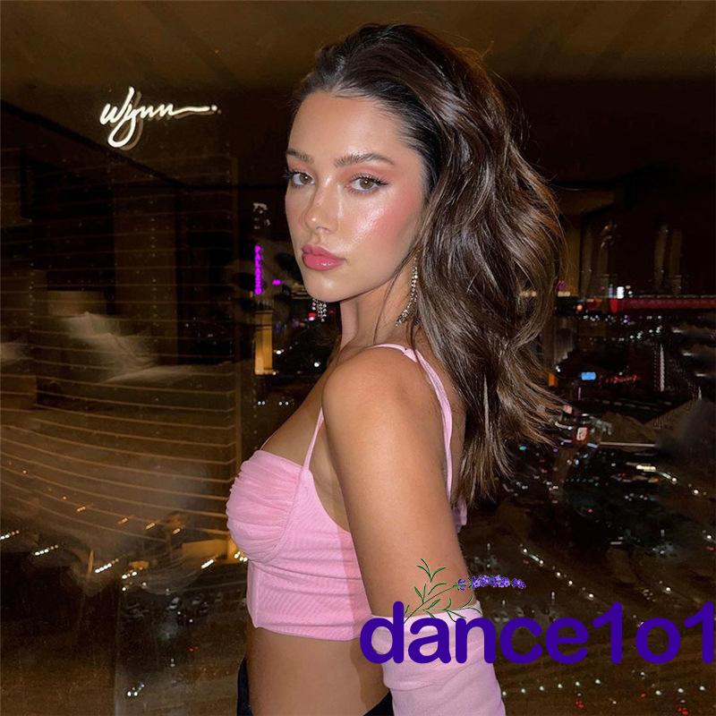 Áo croptop hai dây cổ chữ V màu sắc đơn giản thời trang cho nữ