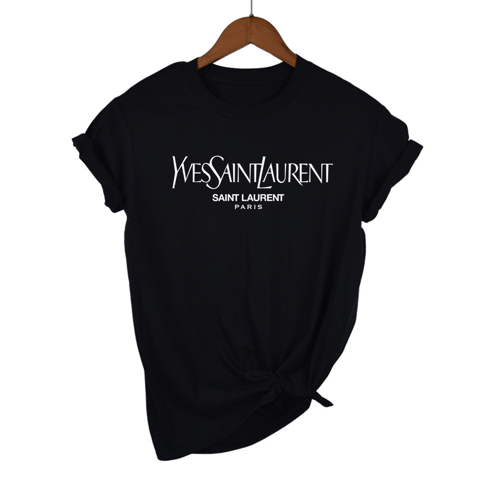Ysl Áo Thun Cotton Tinh Khiết Dáng Rộng In Chữ Cổ Điển Cho Nam Và Nữ S-5XL