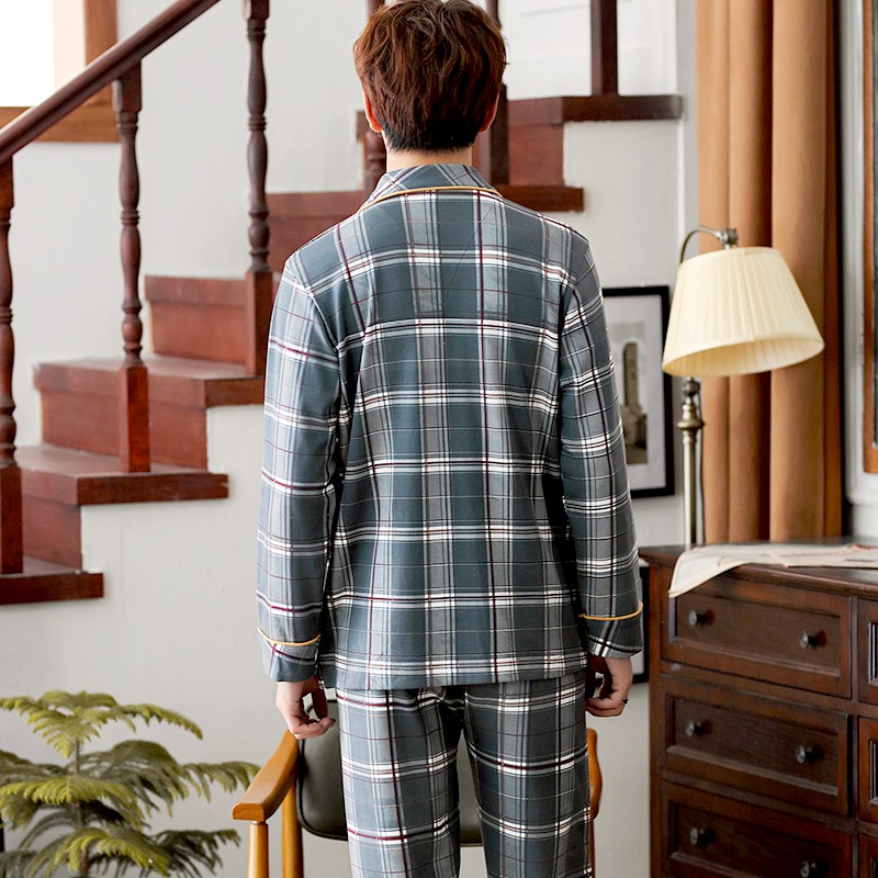 Đồ bộ PIJAMA NAM dài tay họa tiết Caro nam tính, chất Cotton 100% thông thoáng mùa hè - 9986