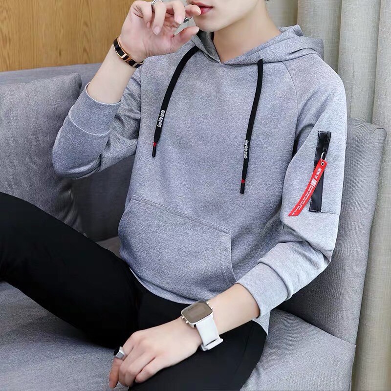 Áo Hoodie Trơn Đơn Giản Phối Khóa Tay Chất Đẹp