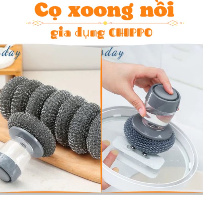 Cọ xoong nồi đa năng có ngăn đựng nước rửa chén