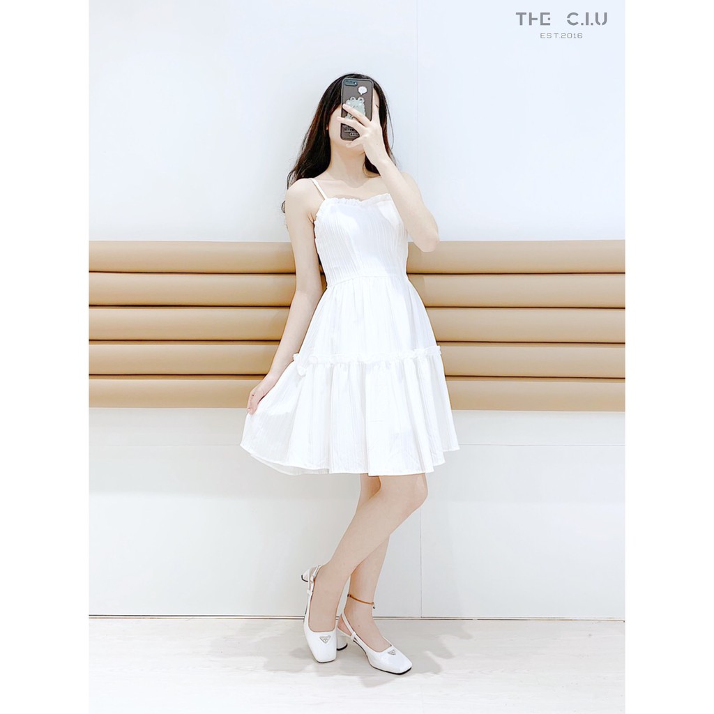 Đầm hai dây phối viền xếp li THE CIU - Lisa Dress