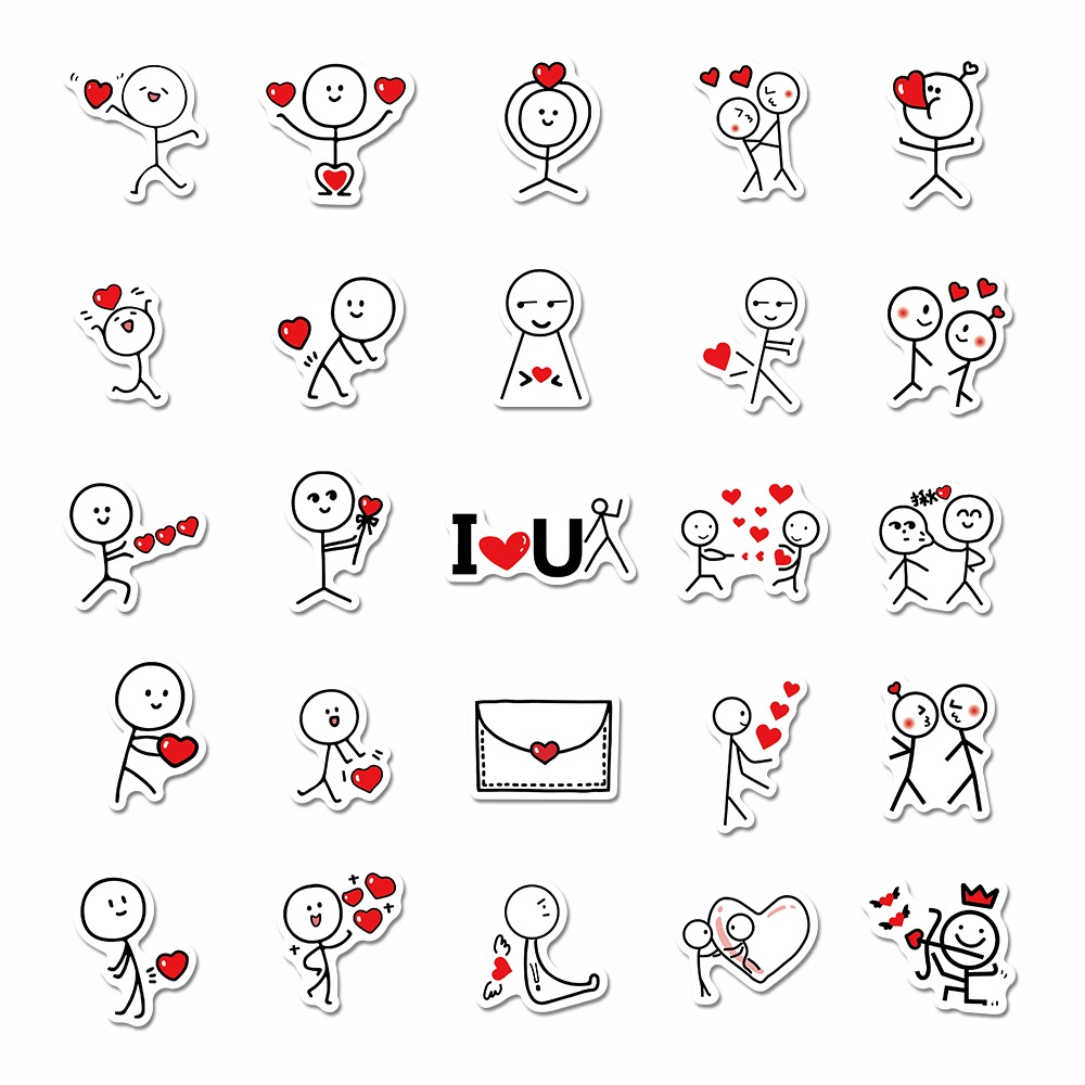 Set 50 miếng dán trang trí cốc nước họa tiết hoạt hình dễ thương chống thấm nước