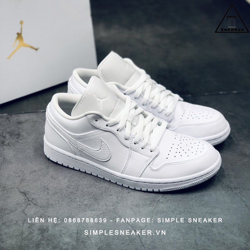 Giày Air Jordan 1 Cổ Thấp FREESHIPNike Air Jordan 1 Low Allwhite Chính Hãng - Giày Jordan 1 Full Trắng Chuẩn Auth