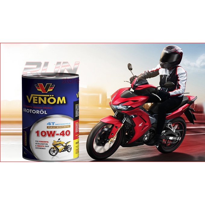Nhớt Lon Tổng Hợp VENOM 4T MOTOCYCLE 10W40 SN 1000ml - VENOM 4T MOTOCYCLE FULLY SYNTHETIC - Made in UAE
