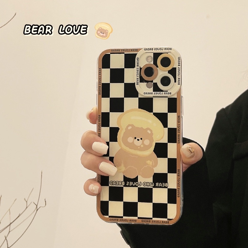 (SIÊU RẺ) Ốp iphone caro gấu bread 6/6plus/6s/6splus/7/7plus/8/8plus/x/xr/xs/11/12/13/pro/max/plus/promax